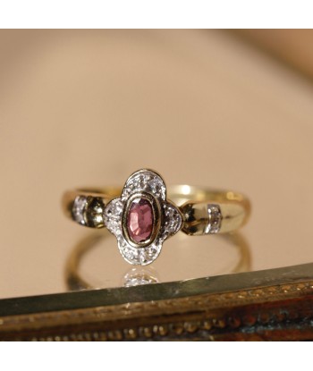 Bague marquise vintage mini rubis diamants Economisez 