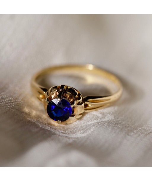 Bague solitaire couronne pierre bleue Paris Déstockage Promo