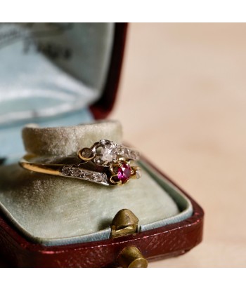 Bague Toi et Moi ancienne pierre rose diamants une grave pollution 