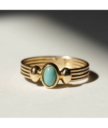 Bague solitaire cabochon de turquoise ouvre sa boutique