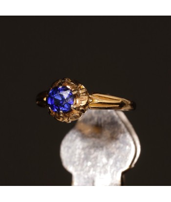 Bague solitaire couronne pierre bleue Paris Déstockage Promo