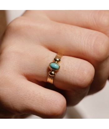 Bague solitaire cabochon de turquoise ouvre sa boutique