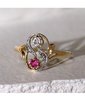 Bague ajourée pierre rose diamants à prix réduit toute l'année