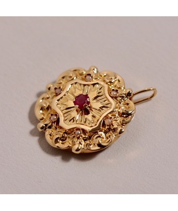 Pendentif vintage perles et pierre rouge votre restaurant rapide dans 