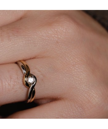 Bague solitaire entrelacs deux ors vente chaude votre 