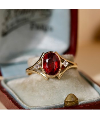 Bague vintage pierre rouge épaulée diamants vous aussi creer 