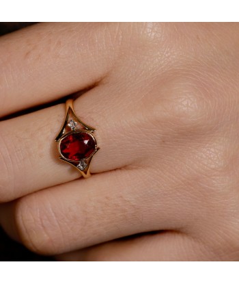 Bague vintage pierre rouge épaulée diamants vous aussi creer 