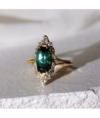 Bague navette tourmaline verte diamants de votre