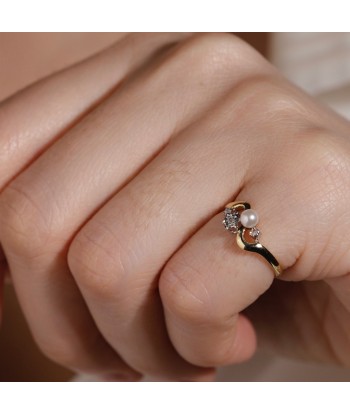 Bague Toi et moi ancienne perle et diamant s'inspire de l'anatomie humaine