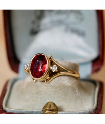 Bague vintage pierre rouge épaulée diamants vous aussi creer 