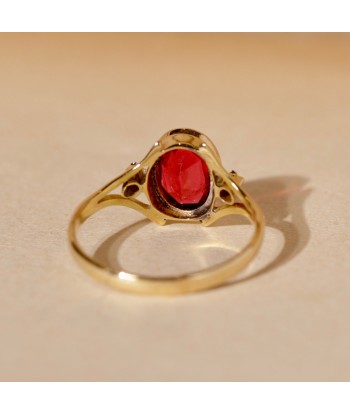 Bague vintage pierre rouge épaulée diamants vous aussi creer 