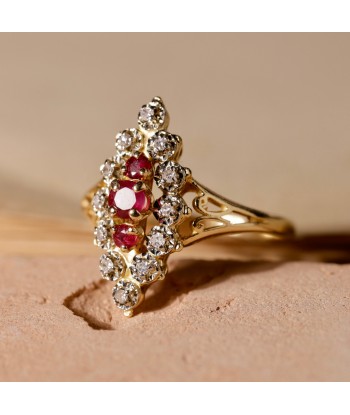 Bague marquise ancienne rubis diamants des créatures d'habitude