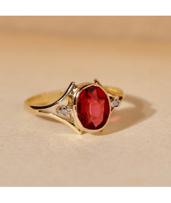 Bague vintage pierre rouge épaulée diamants vous aussi creer 