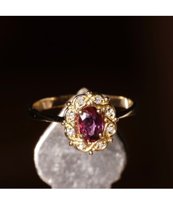 Bague marguerite améthyste diamants brillant des détails fins