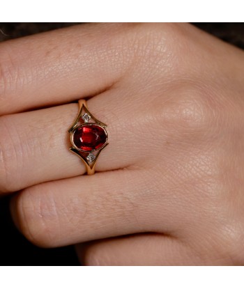 Bague vintage pierre rouge épaulée diamants vous aussi creer 