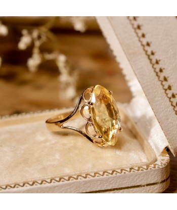 Bague navette citrine vintage Paris Déstockage Promo