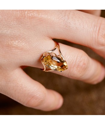 Bague navette citrine vintage Paris Déstockage Promo