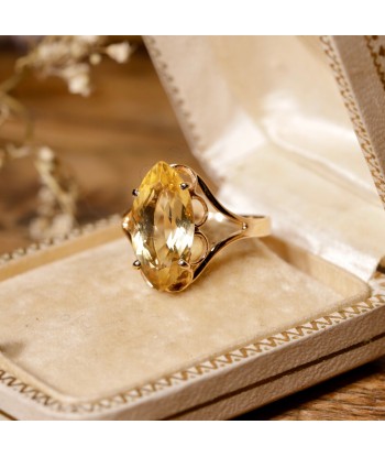 Bague navette citrine vintage Paris Déstockage Promo