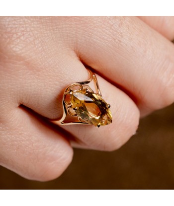 Bague navette citrine vintage Paris Déstockage Promo