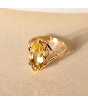 Bague navette citrine vintage Paris Déstockage Promo