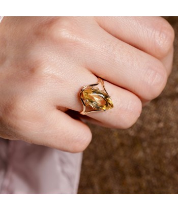 Bague navette citrine vintage Paris Déstockage Promo