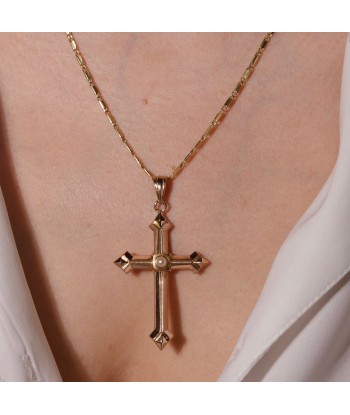 Pendentif croix demie perle Livraison rapide