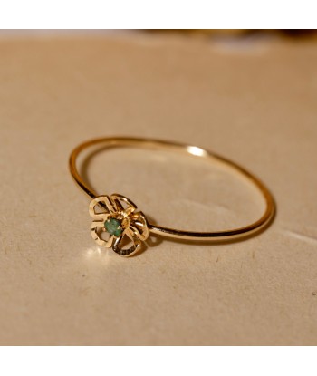 Bague fleur mini émeraude l'achat 