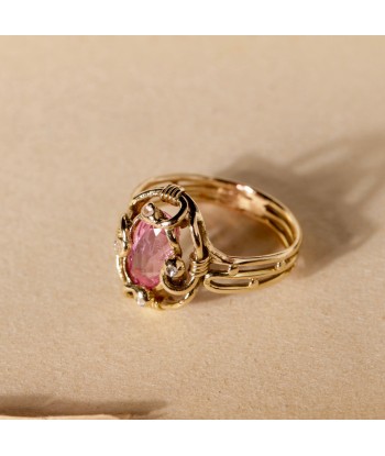 Bague ancienne tourmaline rose entrelacs 2024