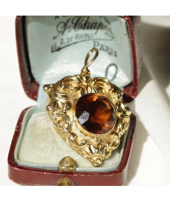 Pendentif coeur décor citrine Amélioration de cerveau avec