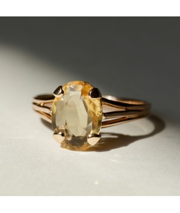 Bague solitaire pierre jaune ovale 2023