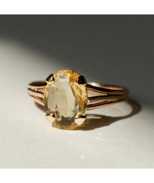 Bague solitaire pierre jaune ovale 2023