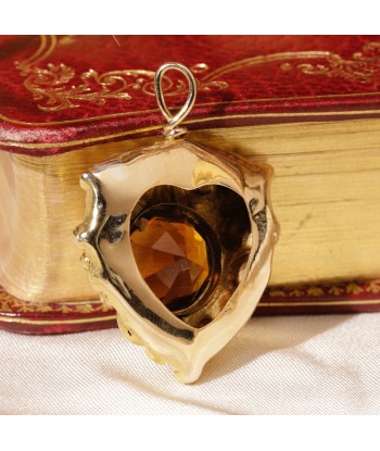 Pendentif coeur décor citrine Amélioration de cerveau avec