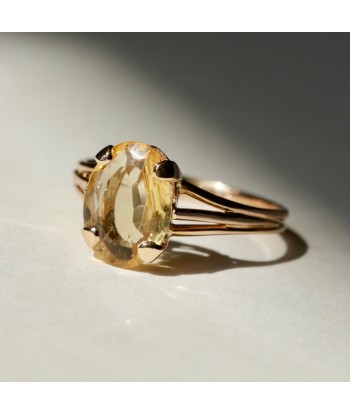 Bague solitaire pierre jaune ovale 2023