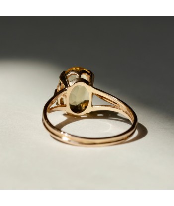 Bague solitaire pierre jaune ovale 2023