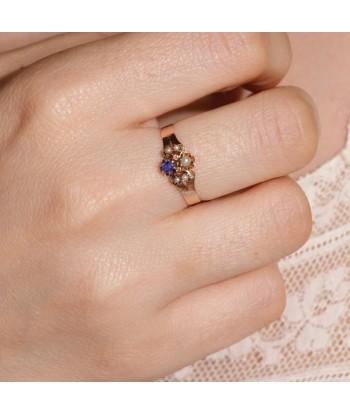 Bague anciene perles et pierre bleue acheter en ligne