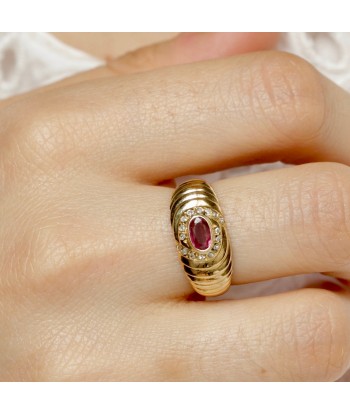 Bague godronnée rubis et diamants commande en ligne