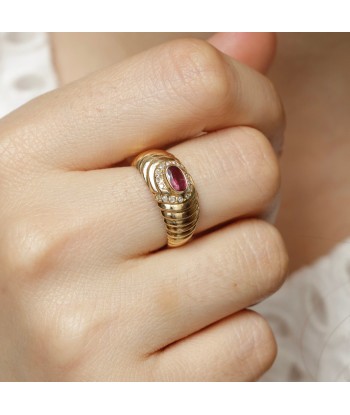 Bague godronnée rubis et diamants commande en ligne