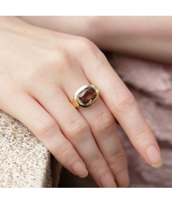 Bague quartz fumé taille coussin de la marque