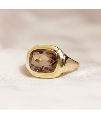 Bague quartz fumé taille coussin de la marque