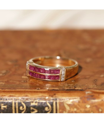 Bague lignes rubis calibrés et diamants acheter