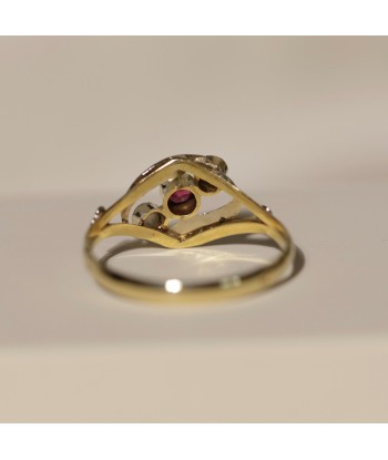 Bague ancienne perles et verre rouge commande en ligne