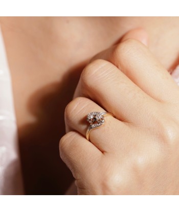 Bague ancienne croisée en or jaune et platine meilleur choix