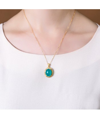 COLLIER CABOCHON VERT les ctes