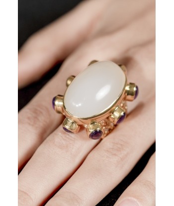 BAGUE ALEXANDRIE PIERRE DE LUNE BLANCHE Amélioration de cerveau avec