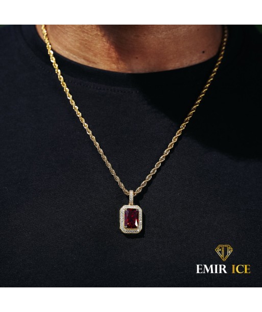 COLLIER PENDENTIF RUBIS DIAMANT OR JAUNE Dans la société mordern