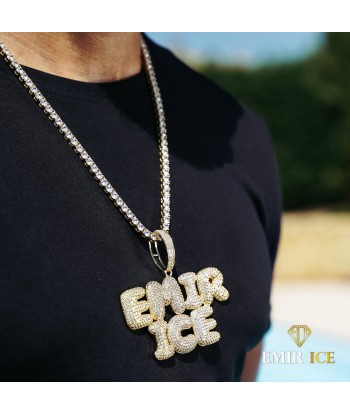 COLLIER PENDENTIF PERSONNALISÉ PRÉNOM DIAMANT OR JAUNE le concept de la Pate a emporter 