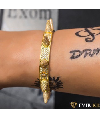 BRACELET EMIR SPIKE OR JAUNE pas cher