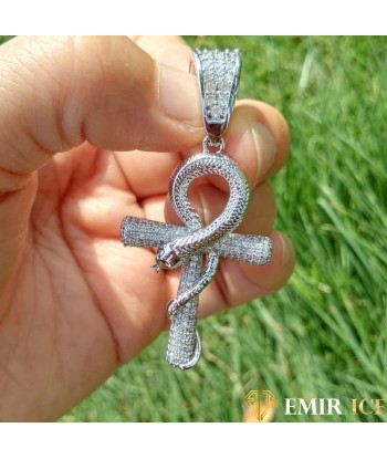 COLLIER PENDENTIF CROIX ÂNKH AVEC SERPENT™ : Symbole de longévité outlet