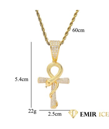 COLLIER PENDENTIF CROIX ÂNKH AVEC SERPENT™ : Symbole de longévité outlet