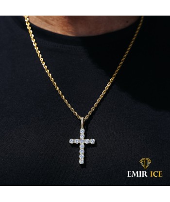 COLLIER PENDENTIF CROIX DIAMANT OR JAUNE français